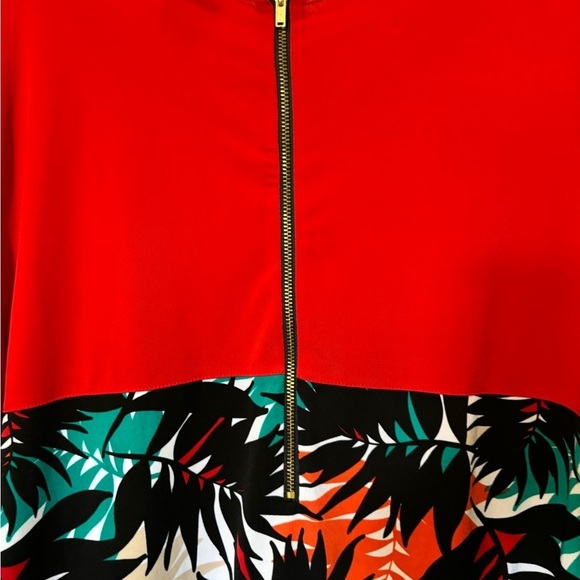 NWOT JCP Worthington Red Knit With Palm Design Blouse - Picture 3 of 6